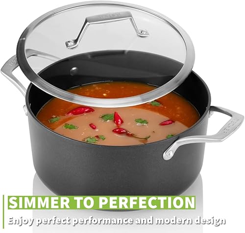 Miniatura 10 de TECHEF - Colección Onyx - Olla de sopa de 2.8 cuartos con tapa de vidrio, recubierta con nuevo revestimiento antiadherente de teflón platino (sin