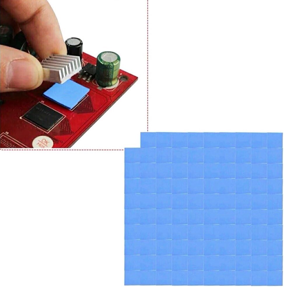 Xiaokeis 100 Pcs Thermal Conductive Silicone Pads, Soft Cooling Thermal Pad Silicone Thermal Pads for Laptop, Heatsink, GPU, CPU, LED (Size:10mmx10mmx1mm)