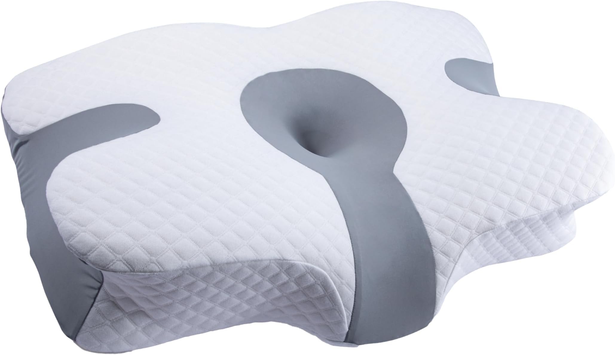 Green Lion Cervical Memory Foam Pillow Middle Soft, Hypoallergenic, Ergonomic Neck Support, Dry & Breathable, Zero Pressure, Washable & Foldable, for Side Back & Stomach Sleepers - Gray/White