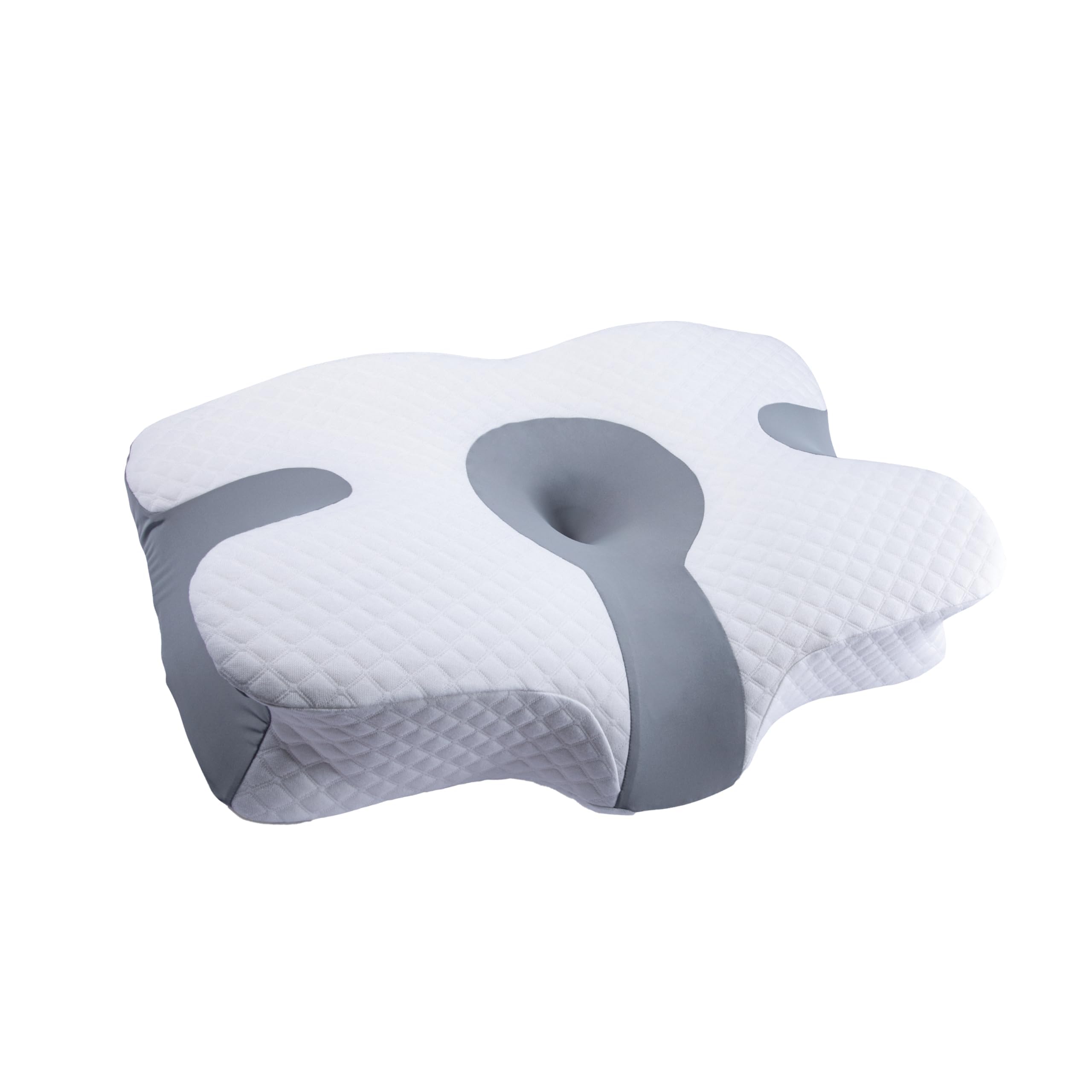 Green Lion Cervical Memory Foam Pillow Middle Soft, Hypoallergenic, Ergonomic Neck Support, Dry & Breathable, Zero Pressure, Washable & Foldable, for Side Back & Stomach Sleepers - Gray/White