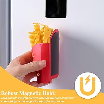 COMOGOGO Pommes Clips 12 Stück - Lustige Tütenverschlüsse Mit Magnetbox