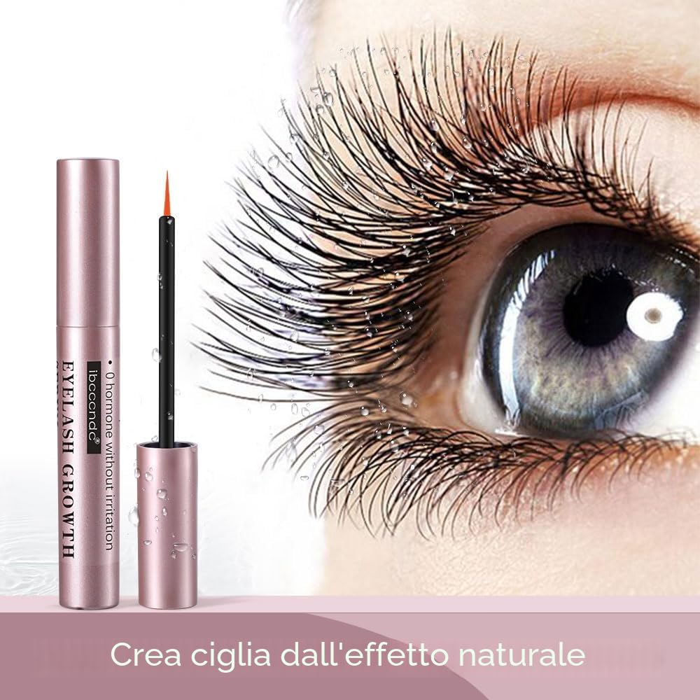 Siero per ciglia - Siero naturale per la crescita delle ciglia e sopracciglia più lunghe e spesse, vegano e cruelty-free - Niacinamide, estratto di foglie di centella asiatica (8 ml rosa)
