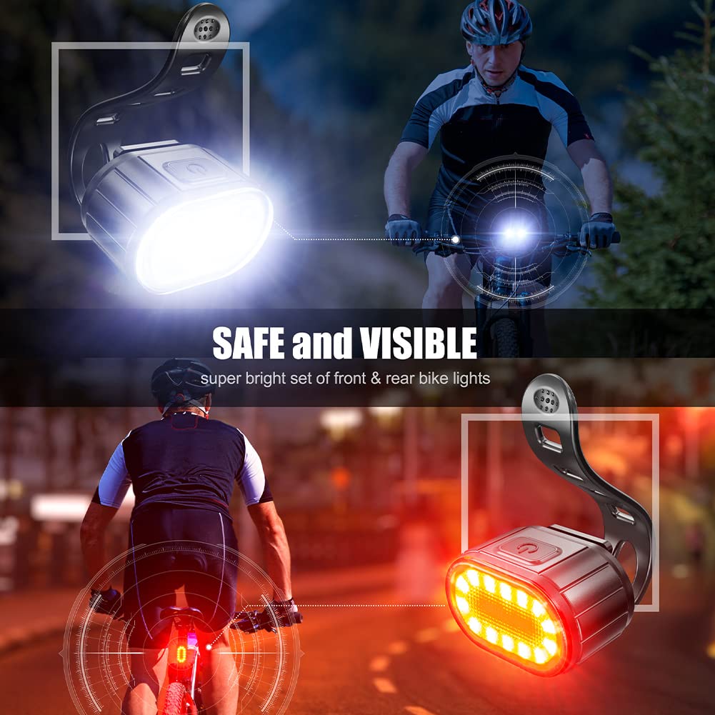 Flintronic Zestaw świateł rowerowych, oświetlenie rowerowe z możliwością ładowania USB, super jasne światła rowerowe przednie i tylne tylne światło LED dla bezpieczeństwa jazdy w nocy, wodoodporność
