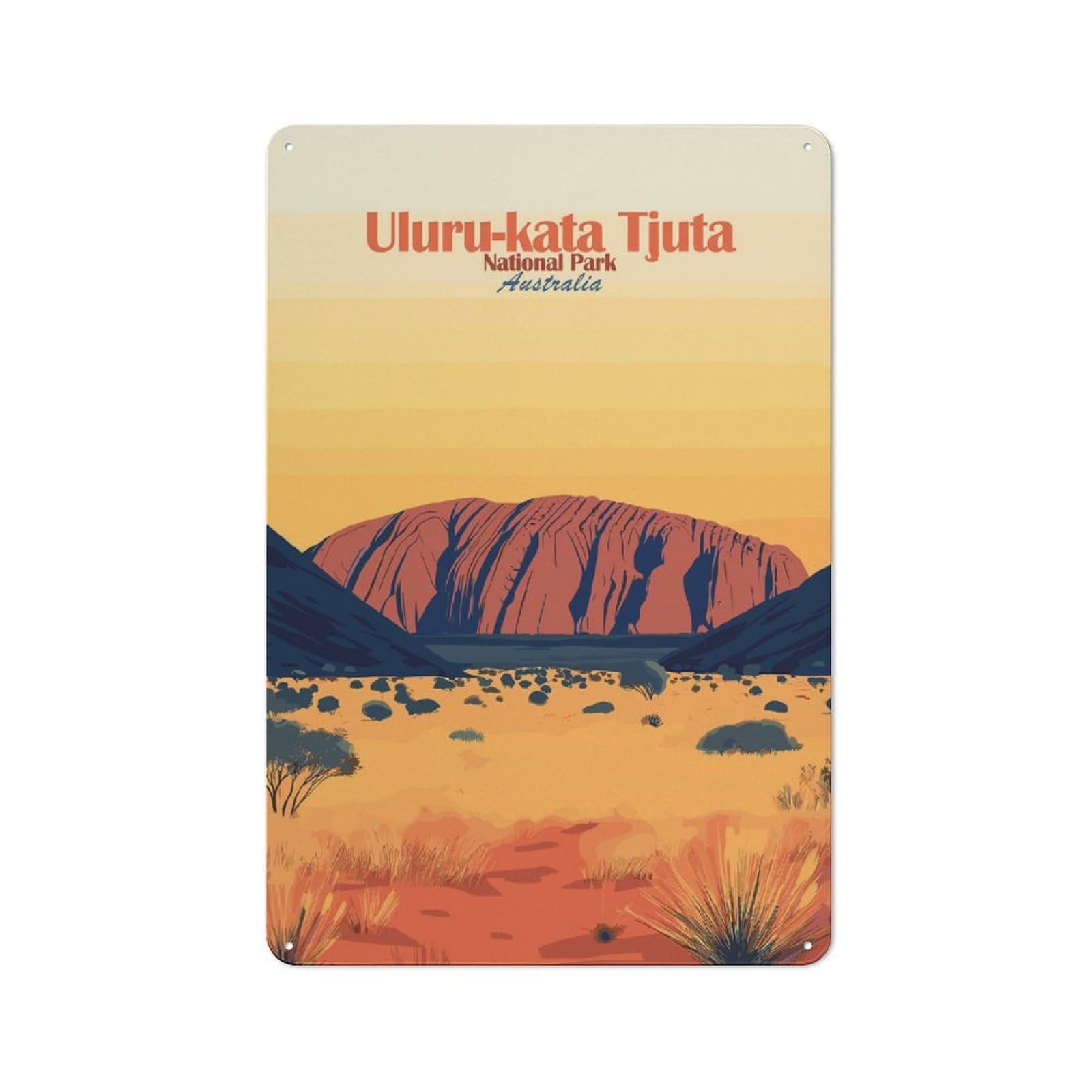 Junmoney Style-1 Uluru-Kata Tjuta National Park Rustic Metal Wall Decor 30X20cm, Decorative Metal Plaque For Shed, Garden Room, Porch Or Garage