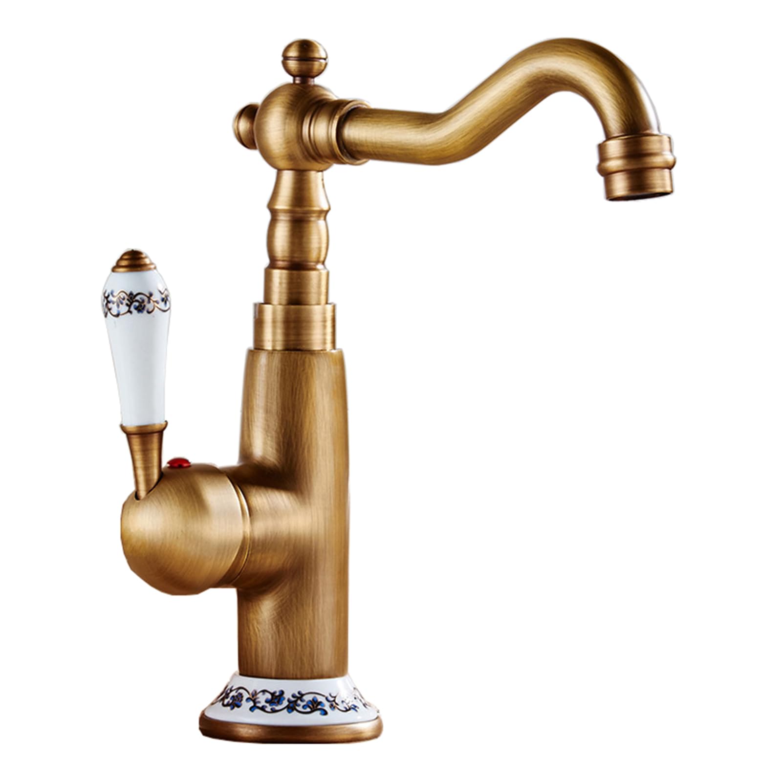 Miscelatore Lavabo Bagno Vintage Rubinetteria Per Lavabo Rubinetto Da Bagno Retrò Girevole A 360° Monocomando Monoforo In Rame Pieno Antico Basso