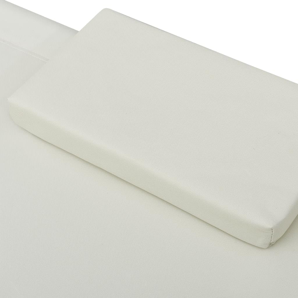 vidaXL Tumbona Doble de Exterior Patio Carpa Exterior Sofá Silla Aire Libre Decoración Toldo Chaise Longue Playa Balcón de Tela Crema