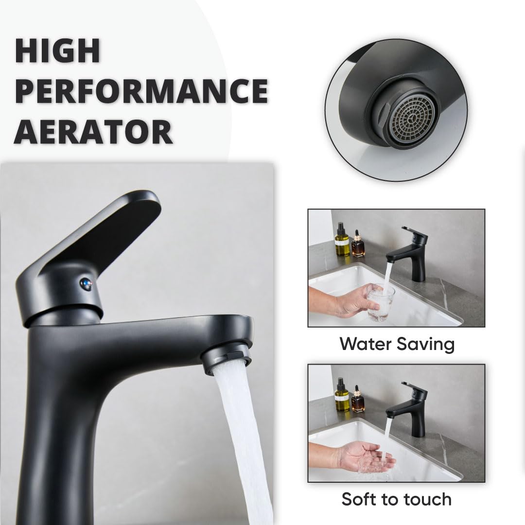MILOT Basin Mixer Tap, Black Mixer Tap, Bathroom Sink Taps, G1/2" Leak Proof Bathroom Taps, Basin Tap, Bathroom Mixer Tap - Image 3