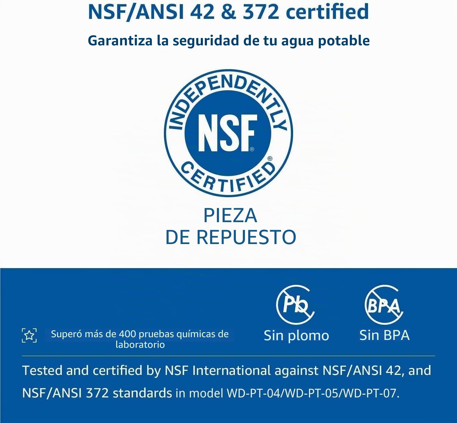 Waterdrop WD-PF-01A Plus - Filtros de repuesto para todos los sistemas de filtración de tanques Waterdrop (certificado NSF, duran hasta 2 meses o 757 L (paquete de 3)