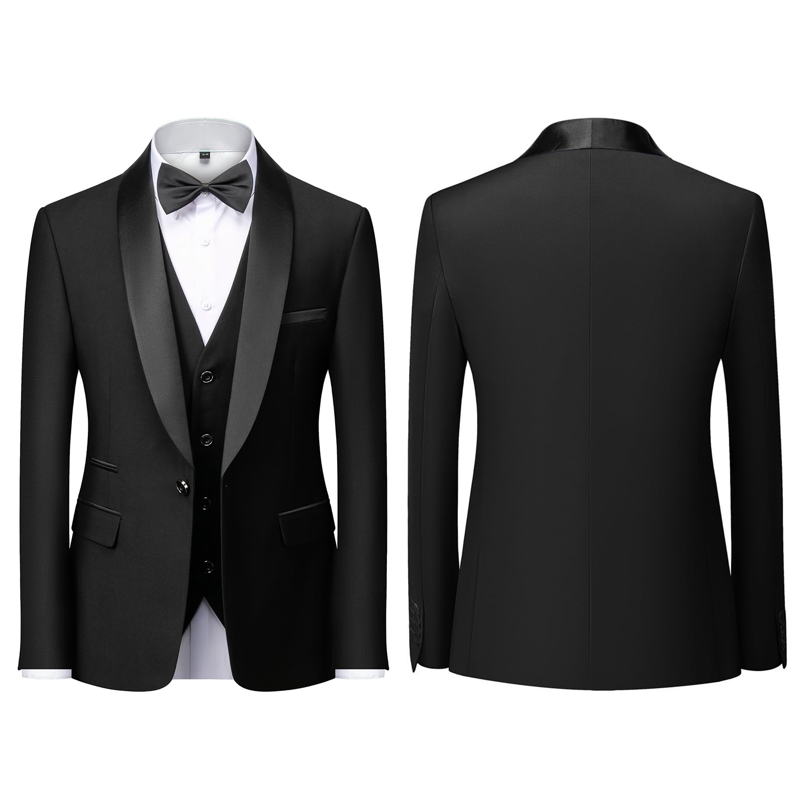 Costume Homme 3 pièces Mariage Slim Fit Smoking d'affaires à Un Bouton Men Suits 3 Piece Couleur Unie pour Fête Confort Blazer Veste et Pantalon Gilet