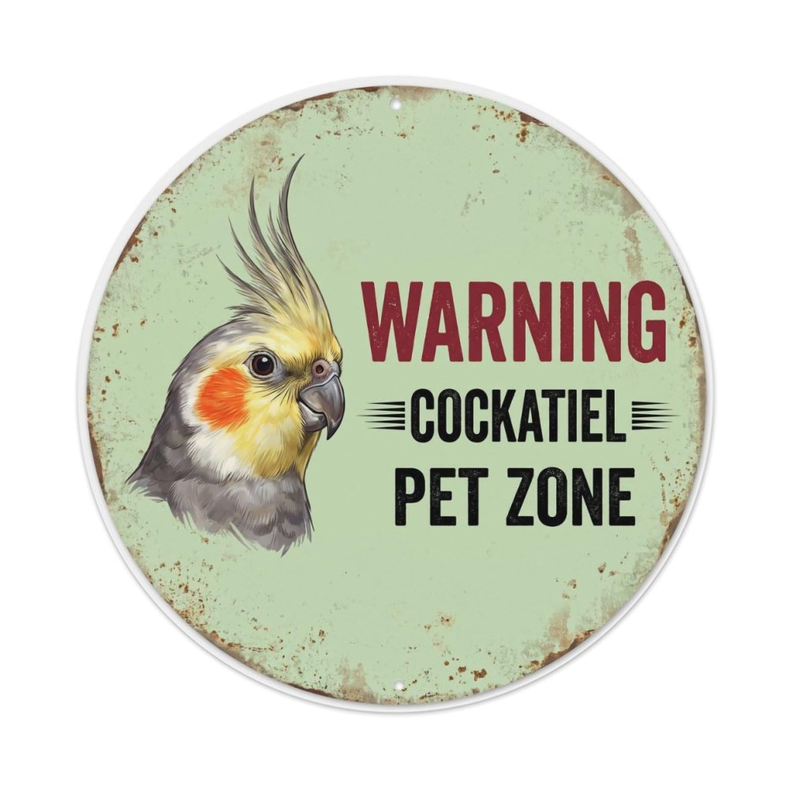 Metal Tin Sign Vintage Warning Cockatiel