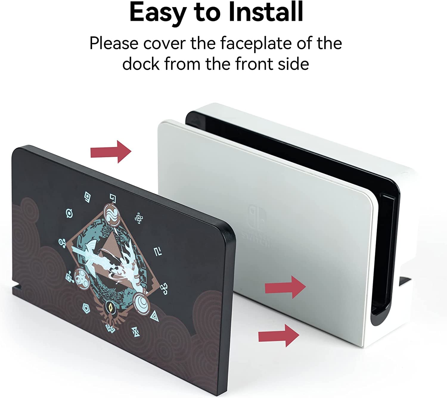 YOCORE Zelda Anti-Kratz-Schalter-OLED-Dock-Abdeckung, harte Abdeckung für Switch OLED-Dock, DIY-Ersatzschale, kompatibel mit Switch OLED-Dock