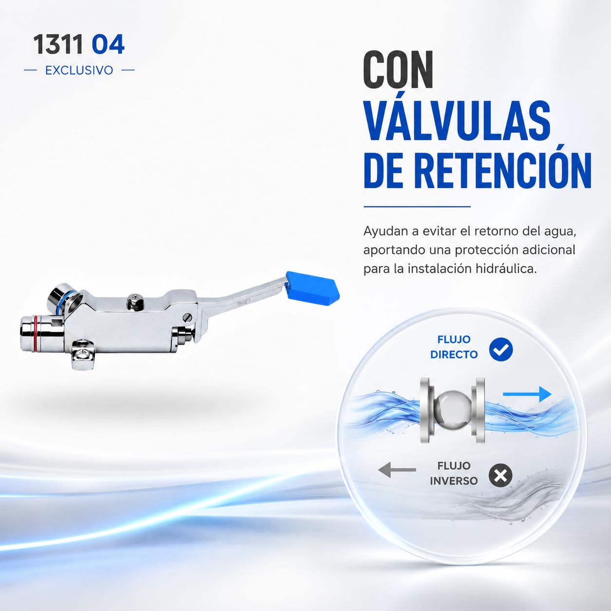 Genebre Válvula Mezcladora a Pedal con Retención Agua Fría y Caliente | Permite controlar el caudal y la temperatura con el pie, mejorando la higiene y la comodidad en instalaciones profesionales.