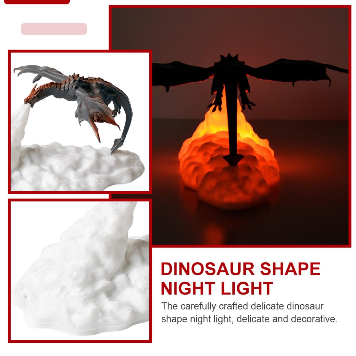 Sprühender Drachen Nachtlicht 3D-led Lampe aus Pla, USB Ladung | Dekorative Figur für Kindergeburtstag, Touch Steuerung, für Festliche Raumdekoration