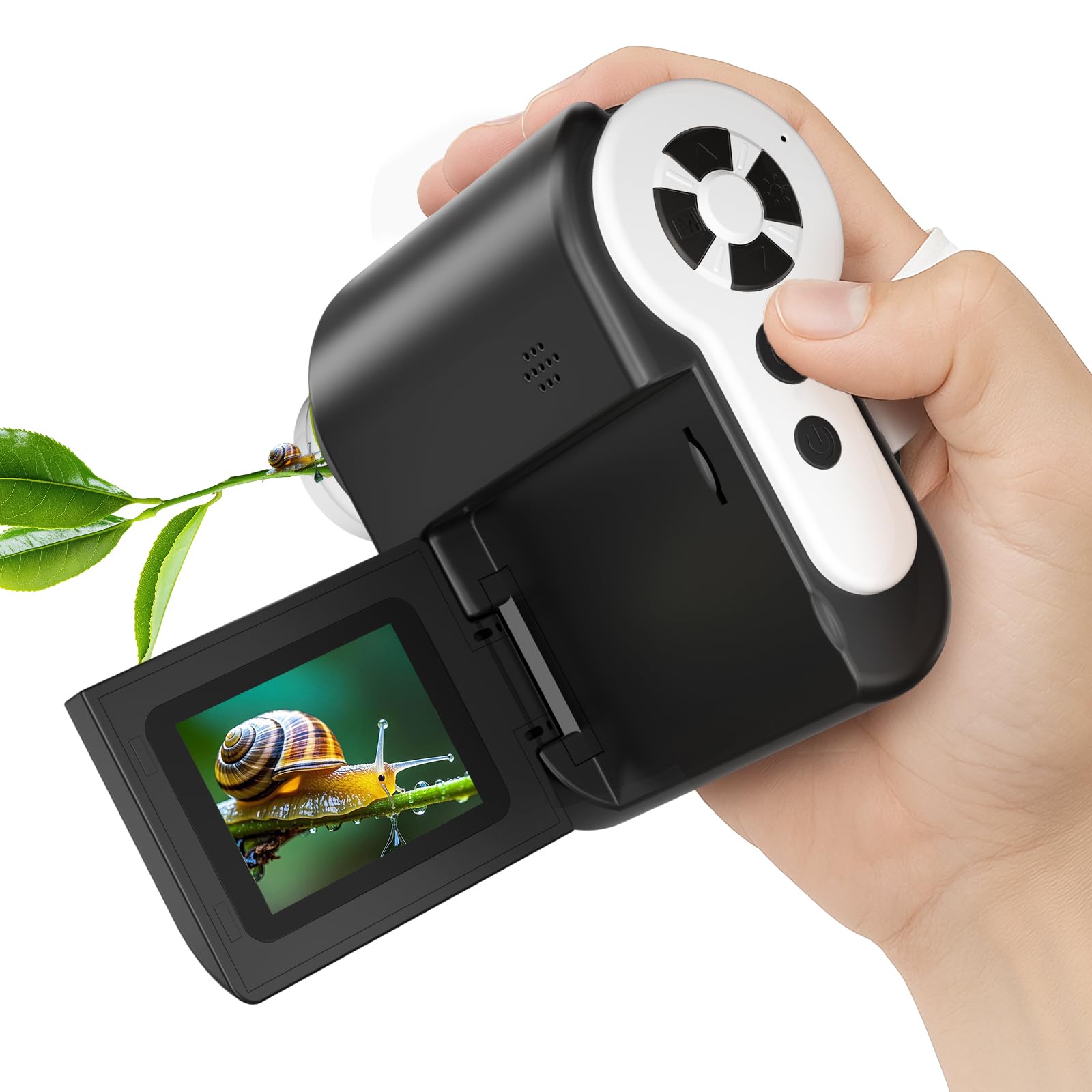 USCAMEL Portable Digital Microscope for Kids: 1000x Magnification, 2" HD Screen, USB Connectivity, Slides Kit Included, Educational Pocket Miniscope for 7-12 Year Olds (Black)