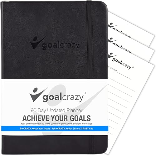 Goal Crazy - Agenda sin fecha, diario guiado de 90 días, organización semanal, seguimiento de hábitos de productividad, de inspiración, disponible en Yaxa Colombia