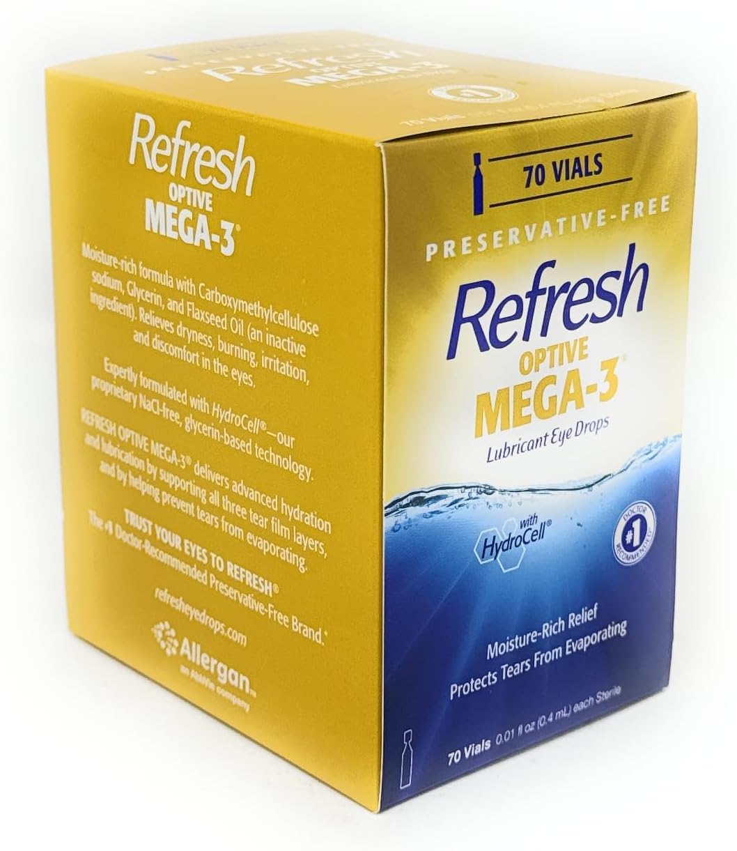 Refresh Optive MEGA-3 Preservative-Free Lubricating Eye Drop, 70 Vials