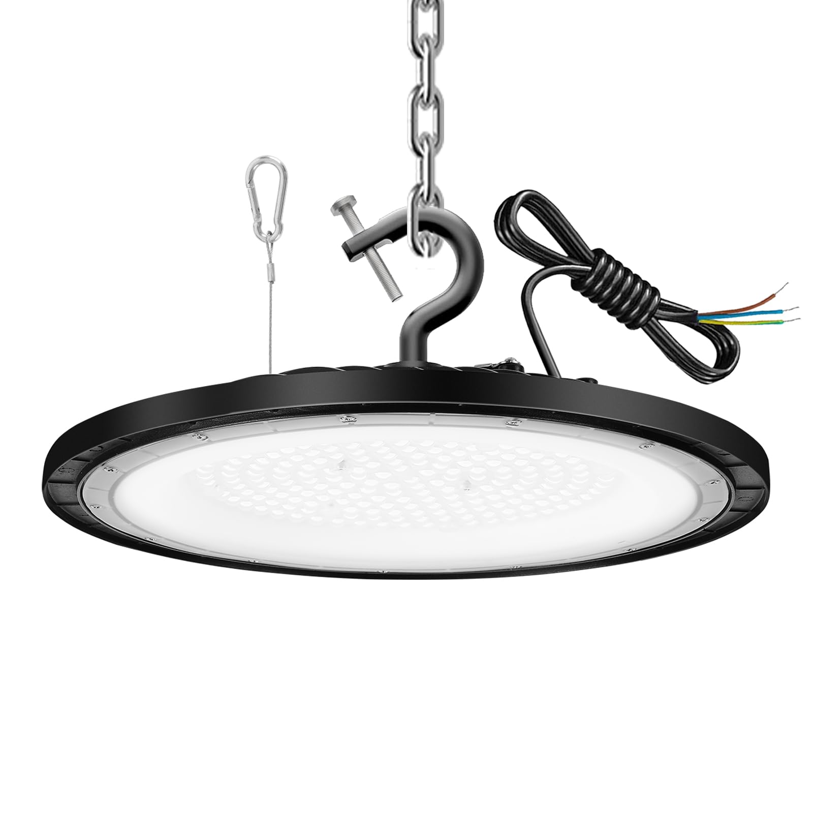 SWORDFORCE 150W UFO Led High Bay Light Fixture,6000K Daylight Commercial Shop Bay Lighting,100-277v, 15000LM,[600W MH/HPS Equiv.] Area Lighting for Garage/Warehouse/Barn/Gym/Factory/Workshop