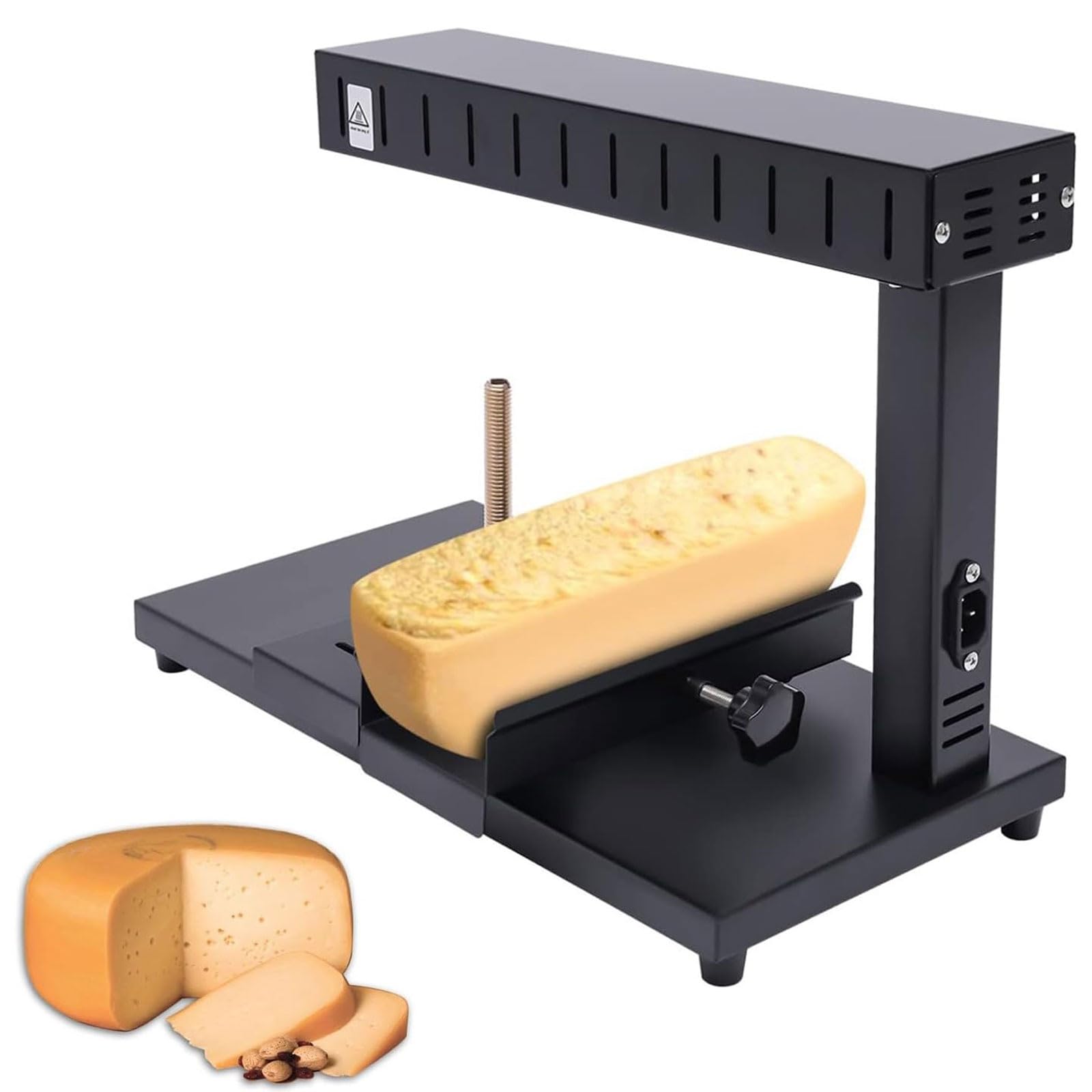 Fundidor de Queso Comercial, máquina de raclette eléctrica de 750 W, máquina Suiza for Hacer Platos, Calentador for derretir Queso, 2 Medias Ruedas de Queso Ajustables, for Media Rueda de Queso Nacho