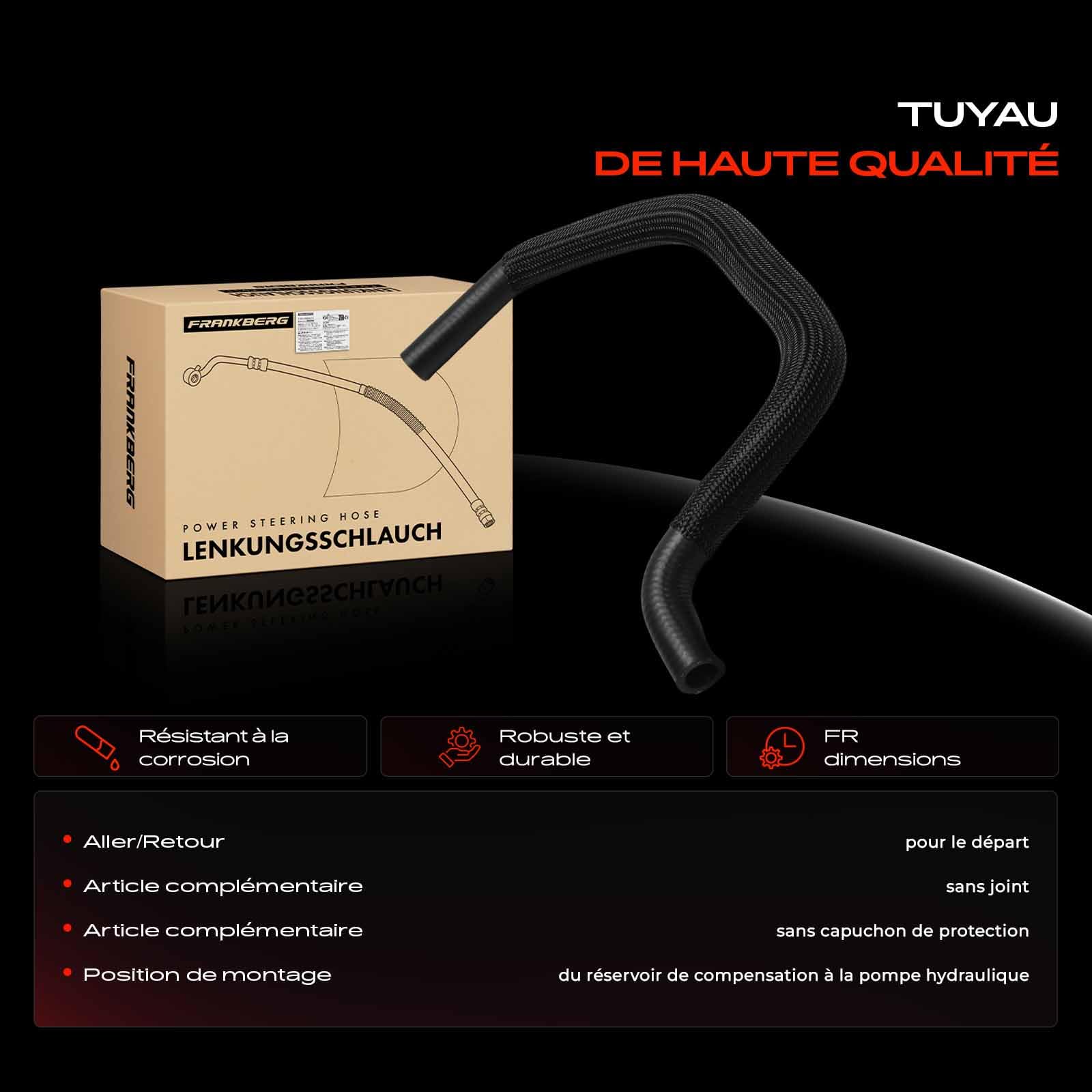Frankberg Tuyau hydraulique Direction Compatible avec Z3 E36 Série 3 E46 320-330 Série 5 E39 520-530 Série 7 E38 728 X5 E53 2.0L-3.0L 1995-2007 Remplacer# 32411095526