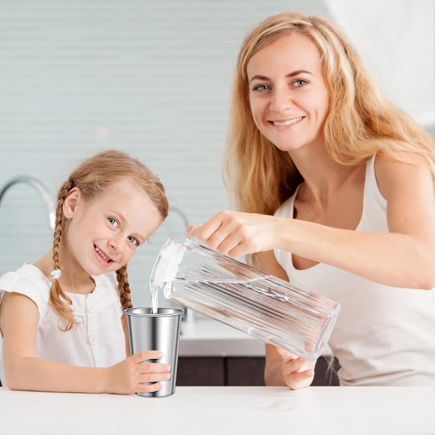 Honeydak 16 Pack Stainless Steel Cups 16 oz Metal Camping Cups Stackable Stainless Steel Pint Tumblers Shatterproof Drinking Glasses for Adults Travel, Outdoor, Camping, Everyday - Image 6