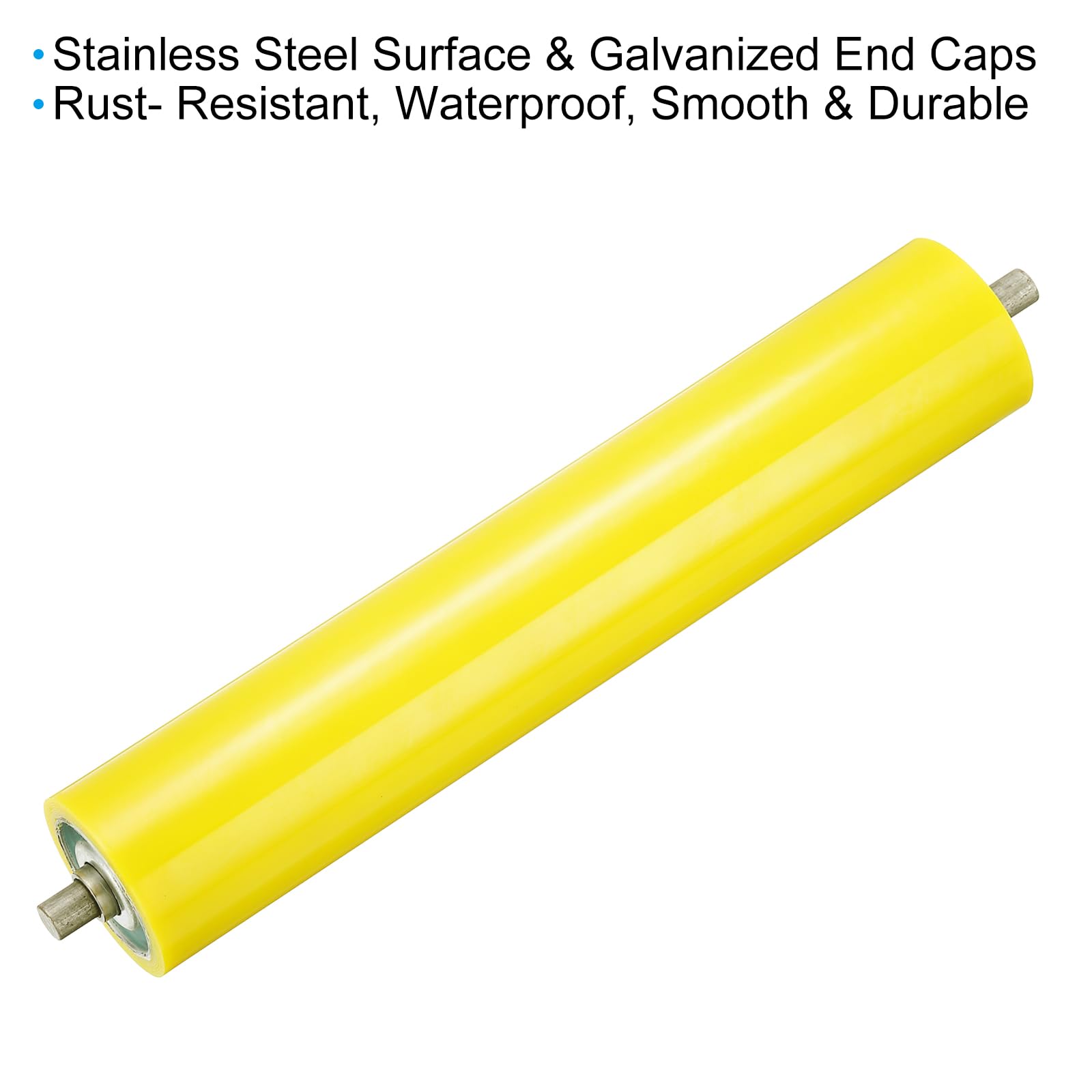 PATIKIL Polyuréthane Revêtement Convoyeur Rouleau 4" Diamètre 11" Longueur, 2 Paquet Inox Acier Transmission Remplacement Pièce Galvanisé Fin, Jaune