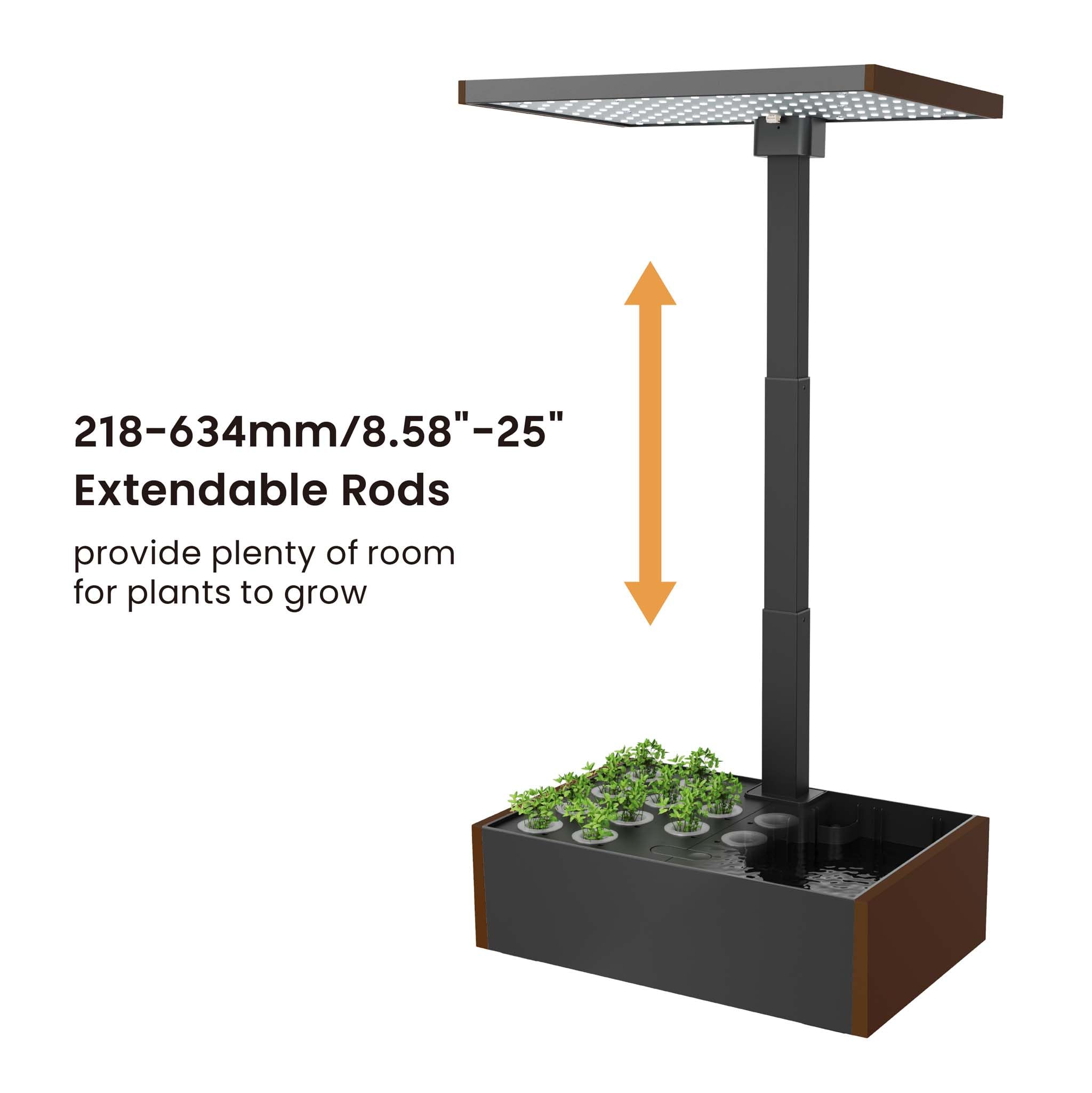 Wiltec Indoor Gartensystem braun, Smart Garden höhenverstellbar, Hydroponisches Anzuchtsystem für 20 Pflanzen, Kräutergarten mit LED-Beleuchtung
