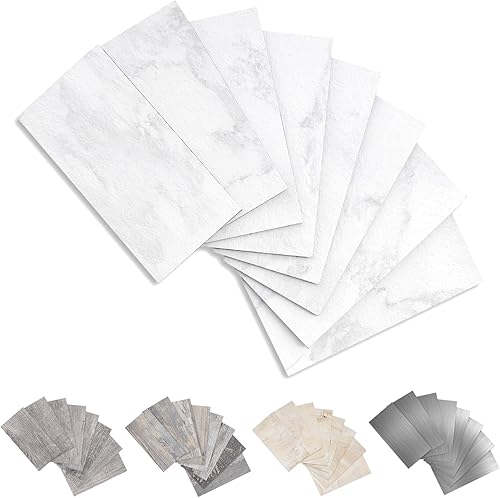 Yipscazo Azulejo de pared compuesto de PVC 3D de 3 x 6 pulgadas para despegar y pegar, para cocina, baño, lavandería, chimenea (piedra blanca Kara