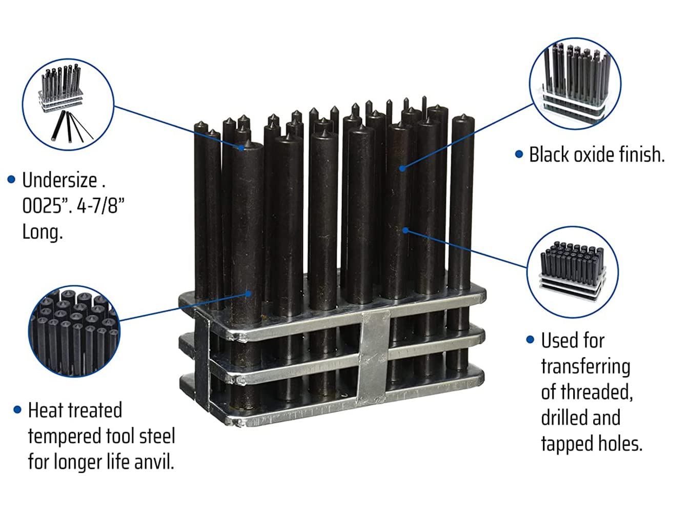 Lot de 28 poinçons de transfert 3/32" - 1/2" - Kit de filetage pour machiniste