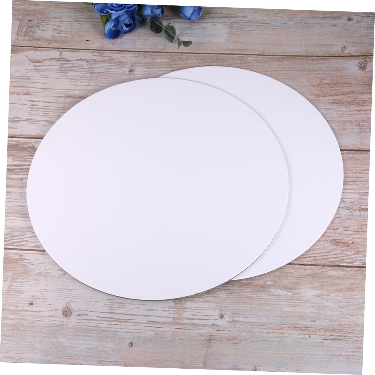 6 Toiles à Peindre Rondes en Toile de Coton Blanche 30 Cm pour Peinture à L'huile et Acrylique, Lot de 6 Pièces, Cadre Fixe, pour Peinture DIY et Loisirs Créatifs