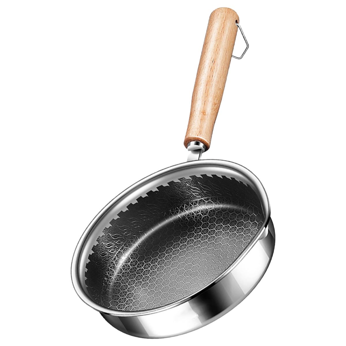 NUOBESTY Padella Antiaderente in Acciaio Inox Padella Nido D'ape per Cucinare Uova e Bistecche con Fondo Piatto per Distribuzione Calore Uniforme Facile da Pulire e Portatile