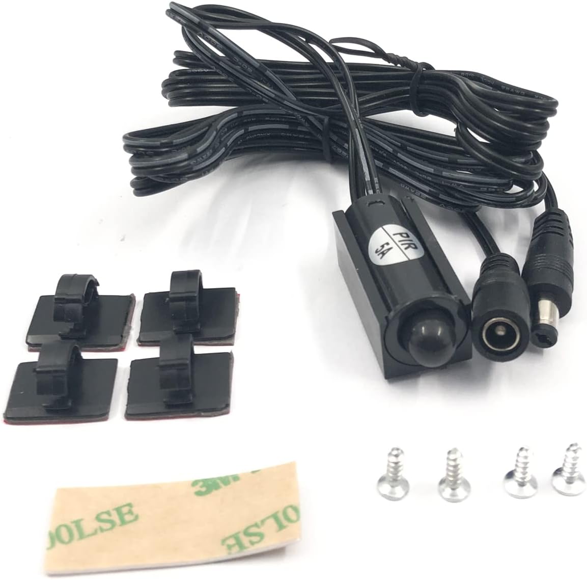 FainWan PIR Motion Activated Sensor Switch Black DC624V 3A. MaleFemale DC 5.5x2