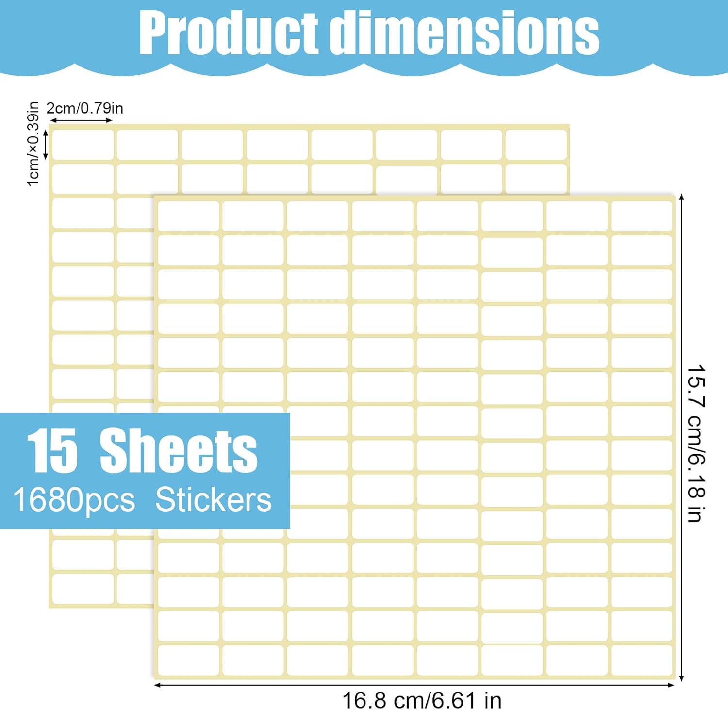 1680PCS White Sticker Labels, Removable Blank Labels for Address & Name Tags, Water Proof & Printable Label Paper Stickers for Folders Food Containers Shipping - 2cm X 1cm (16 Sheets) - Image 7