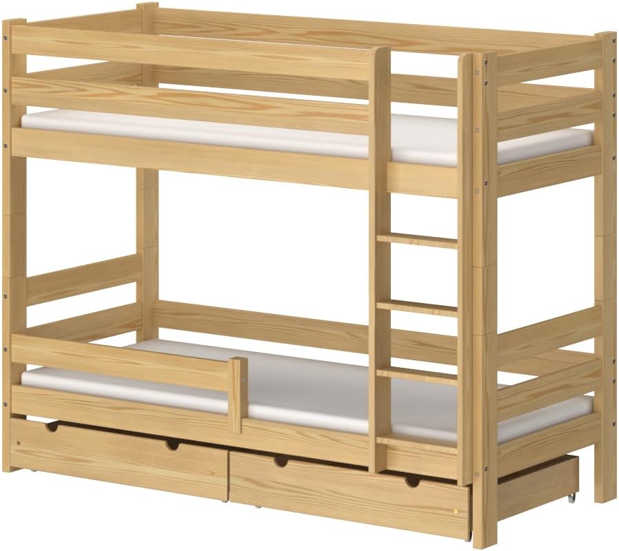 WNM Group Sophie - Litera infantil con dos cajones, madera maciza, dos colores, marco de cama incluido, 200 x 90 cm