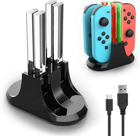 Joy con base de carga, YCCTEAM 4 en 1 Switch Remote Charger para