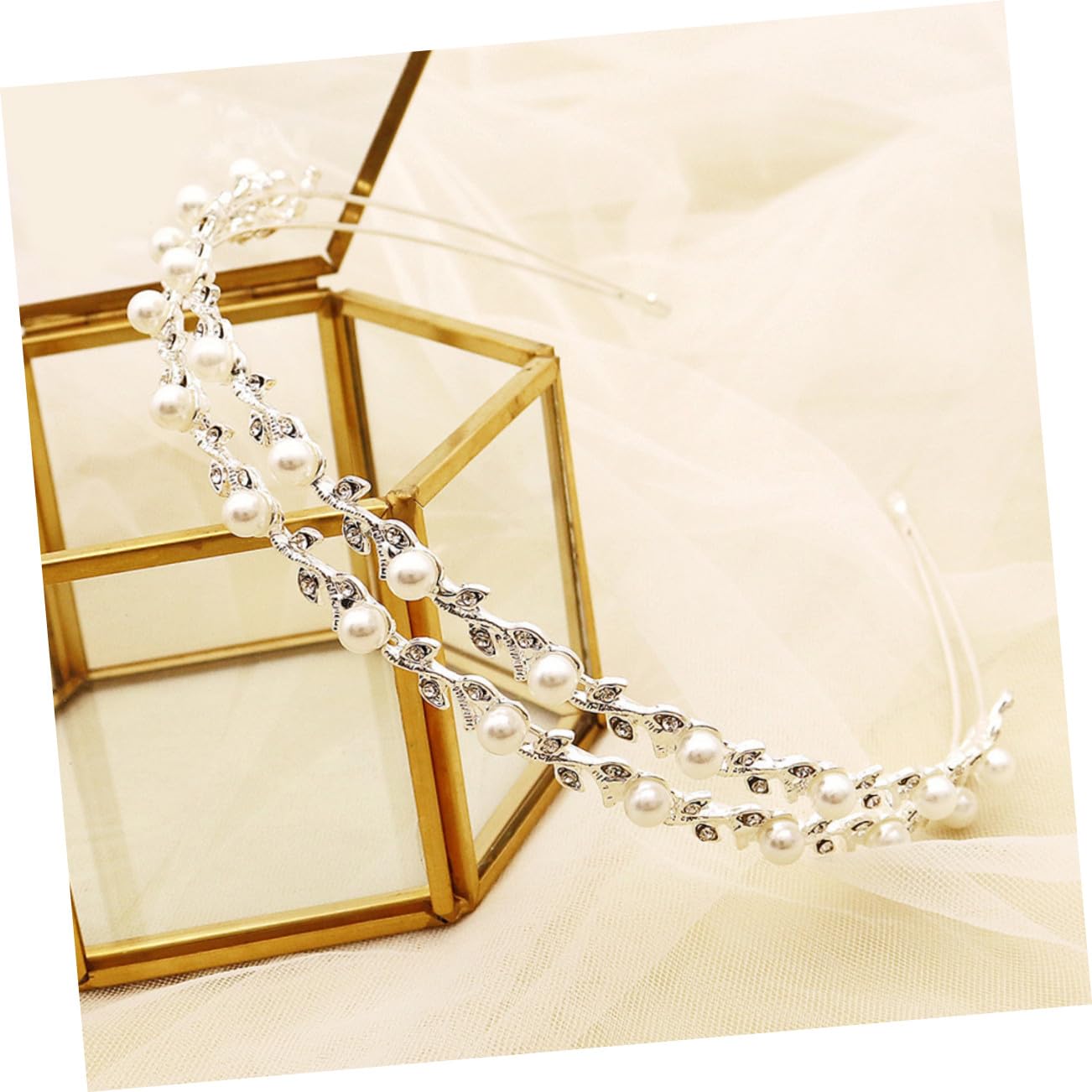 VICASKY 4 Pezzi Cerchietto Sposa con Doppio e Foglie Accessorio Matrimonio per Sposa e Damigelle Raffinato