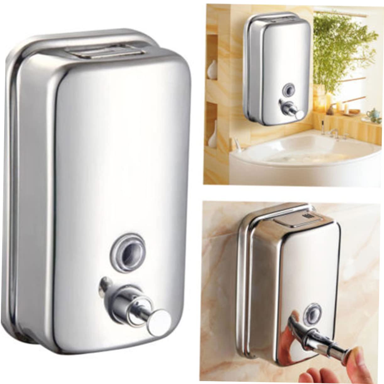 WOONEKY Dispensador De Jabón Líquido Dispensador De Loción 1000 Ml Acero Inoxidable 201 De Pared Recargable para Baño Hotel Hogar