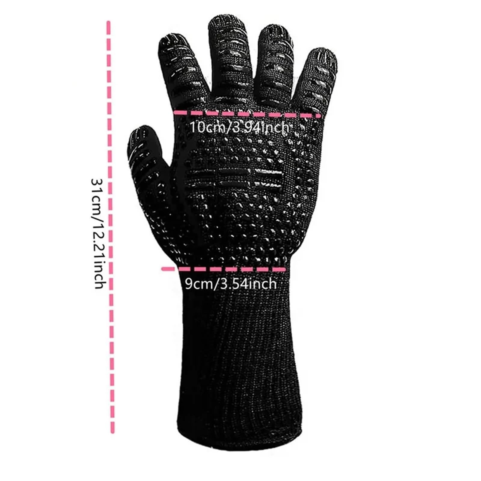 1 paio di guanti antiscottatura Guanti termici da forno resistenti for barbecue ignifughi antiscivolo for cucinare Per Grigliare(Black)