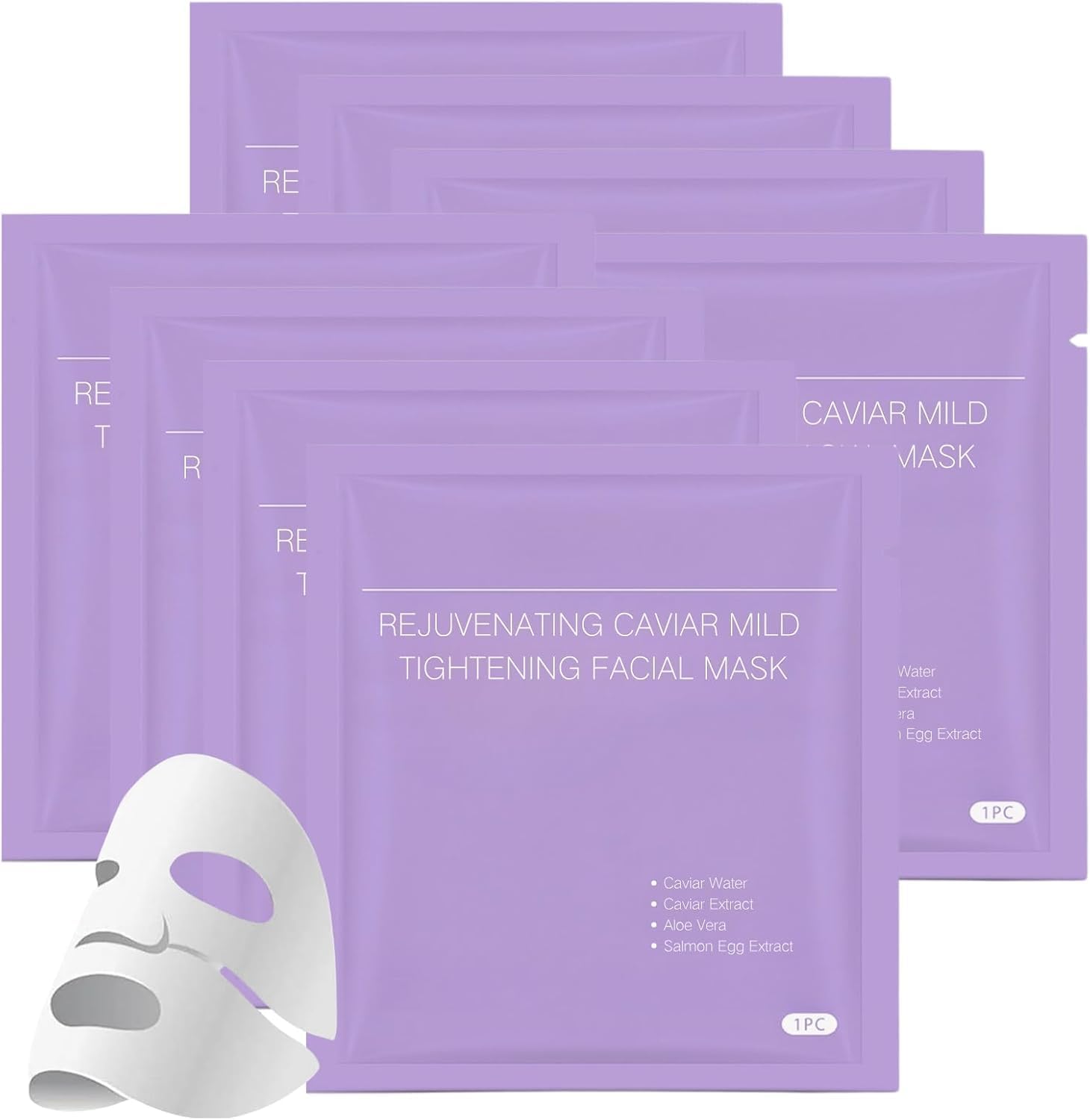 8PCS Rejuvenating Caviar PDRN Mask, Korean Hydrogel Face Mask Set, Glass Skin Facial Mask, Overnight Face Mask for Hydration & Skin Firming, Radiance Boost Moisturising Sheet Mask for All Skin Types