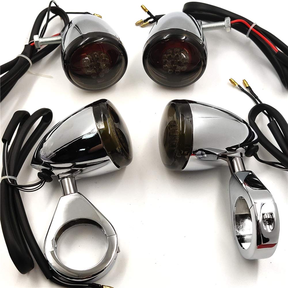 Zestaw chromowanych kierunkowskazów motocyklowych kompatybilny z Harley Davidson Bullet Led 41 mm
