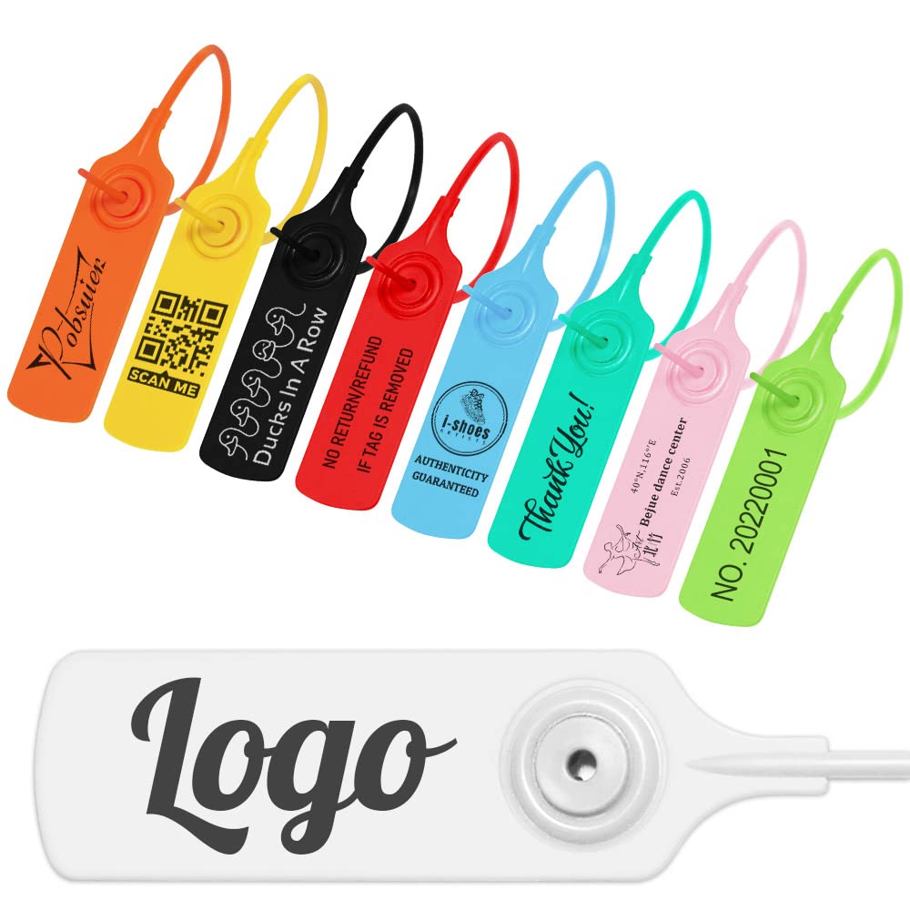 Pobsuier 100Pcs Custom Clothing Tags Personalized Logo Label Plastic Security Seals for Garment Shoe Cap 200mm/7.8"