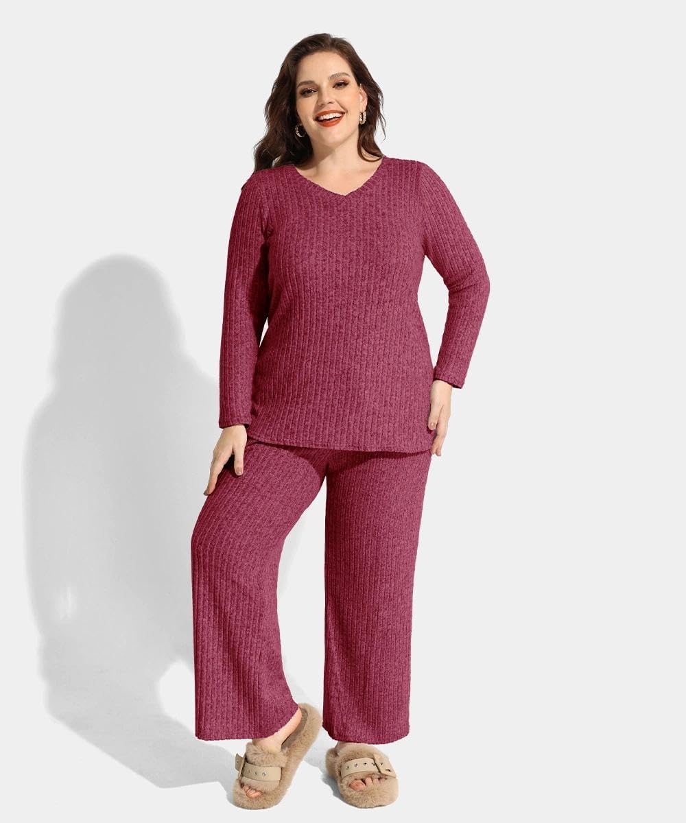 TIYOMI Plus Size Suits For Women 2 Piece Outfits Sweater Top & Wide Leg Pants XL-5XL - Image 3