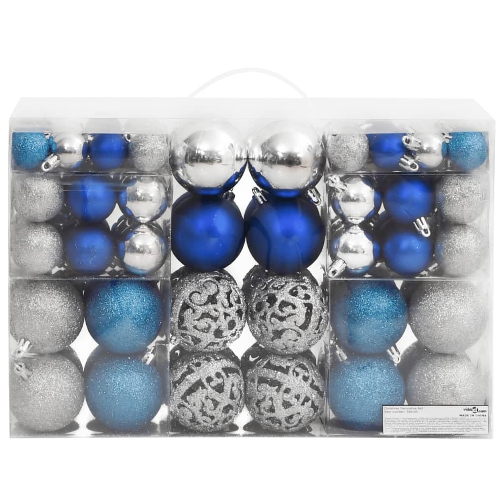 SePkus Christbaumkugeln zum Aufhängen, Weihnachtskugeln, 100 Stück, Blau und Silber, 3/4/6 cm, Christbaumschmuck-Set oder Weihnachtsbaum, Zuhause, Haus, Bar, Party