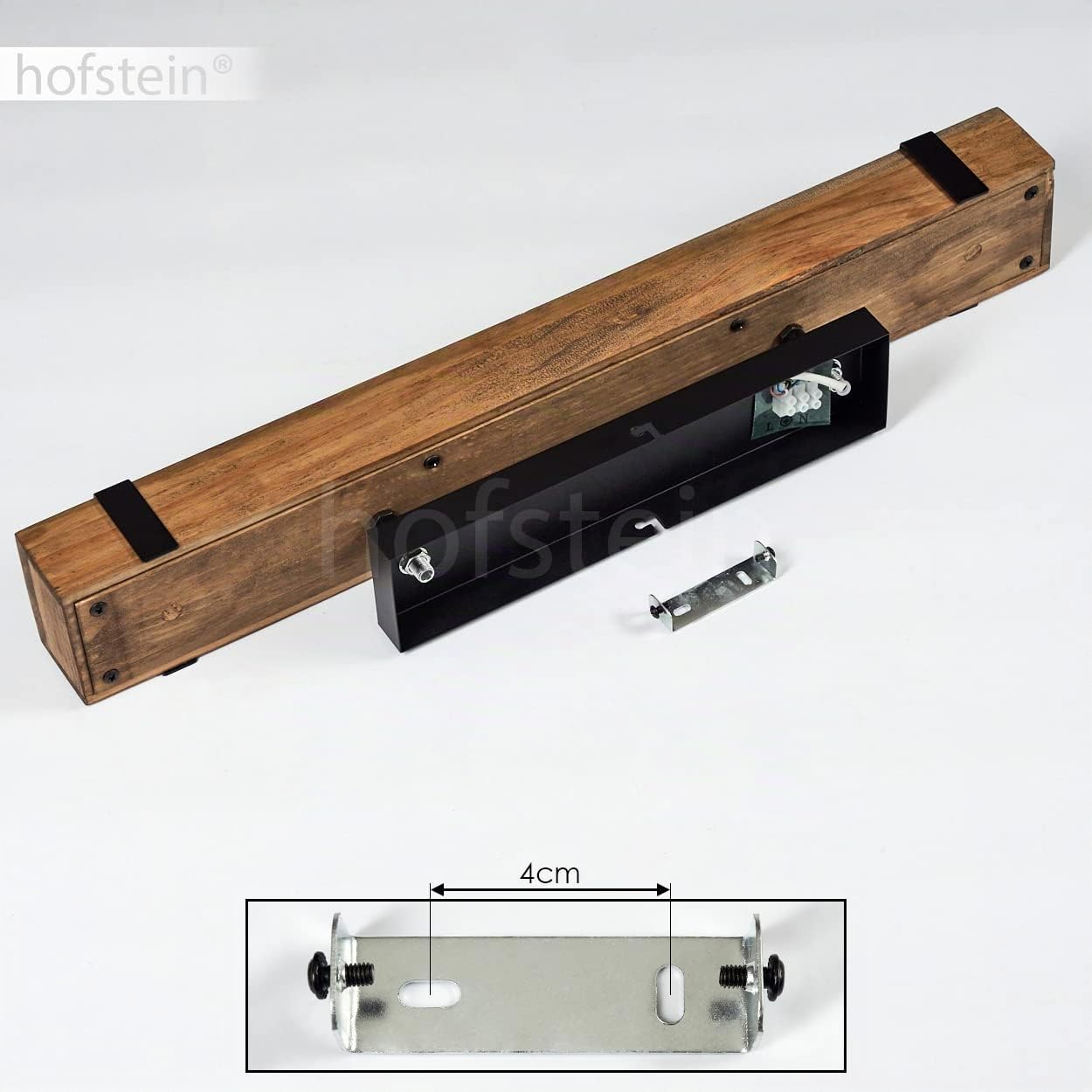 Lámpara de techo Montgomery, moderna lámpara de techo de metal/madera en negro/naturaleza, lámpara con varilla de madera en diseño vintage, 3 llamas, 3 x E27, sin bombilla(s)