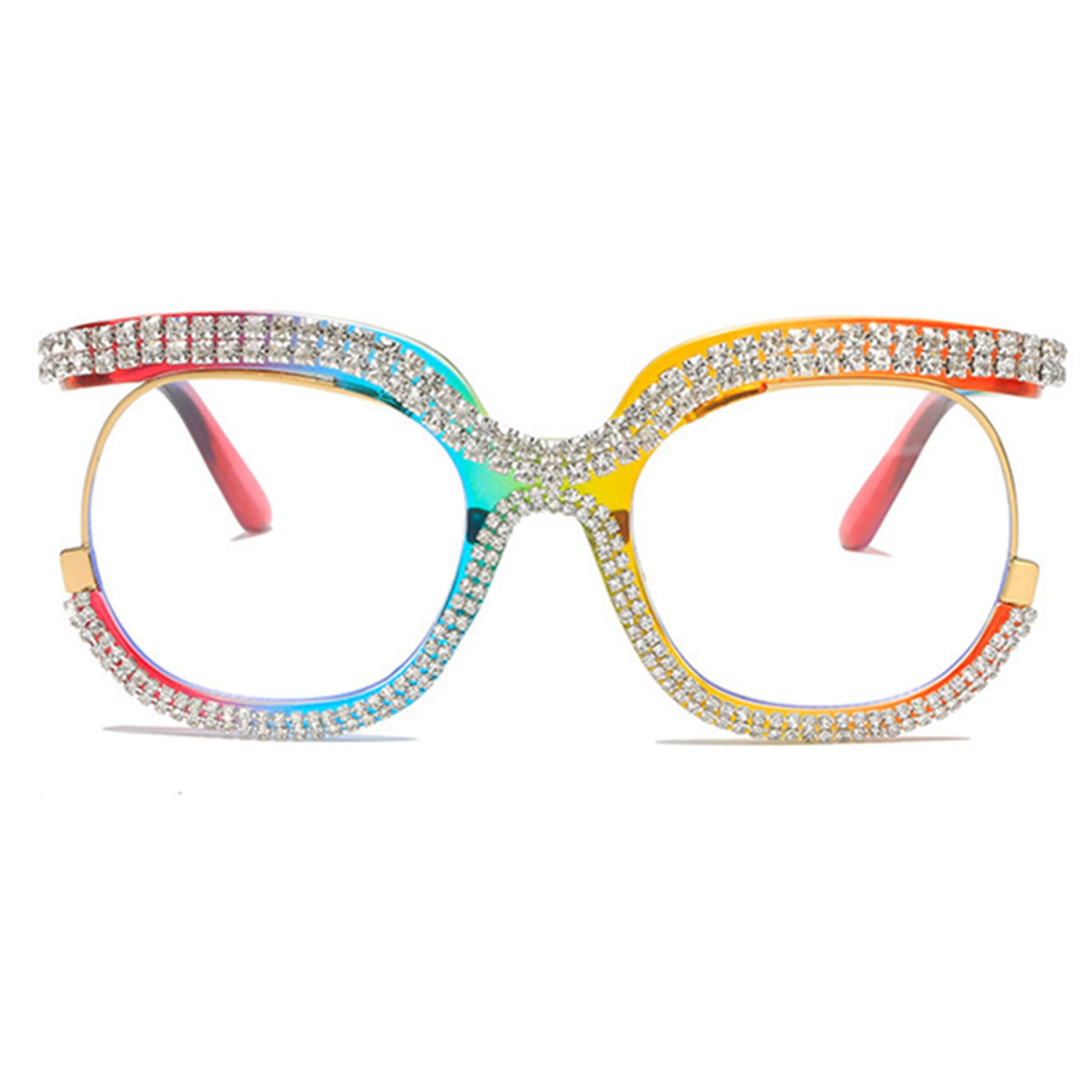 bullabulling Stylish Cat Eye Blue Light Glasses for Women ? Rhinestone Designer Reading Glasses Readers (color, 4.0, multiplier_x)