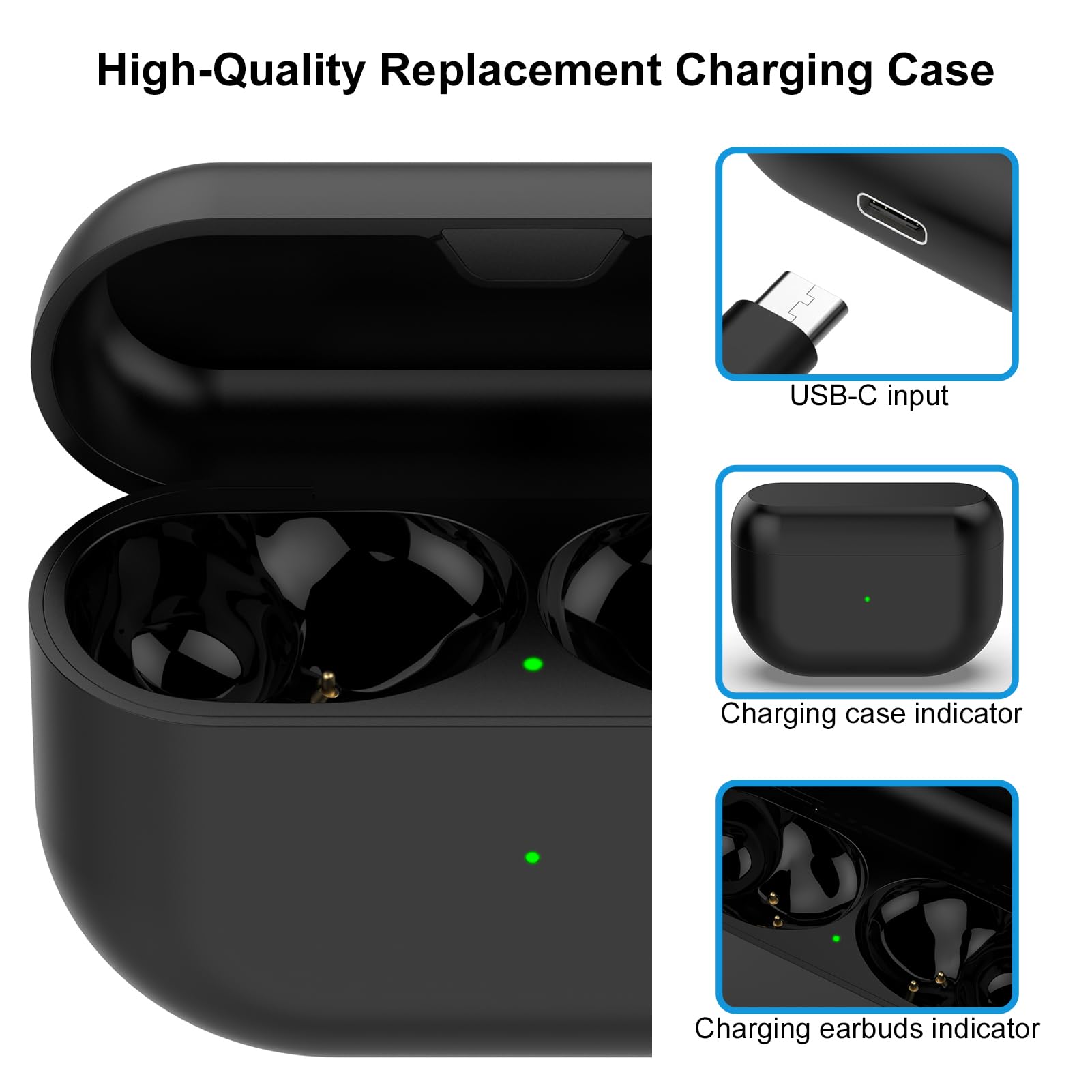 Boîtier de charge de rechange compatible avec Jabra Elite10 et Jabra Elite 10 Gen 2 (noir)