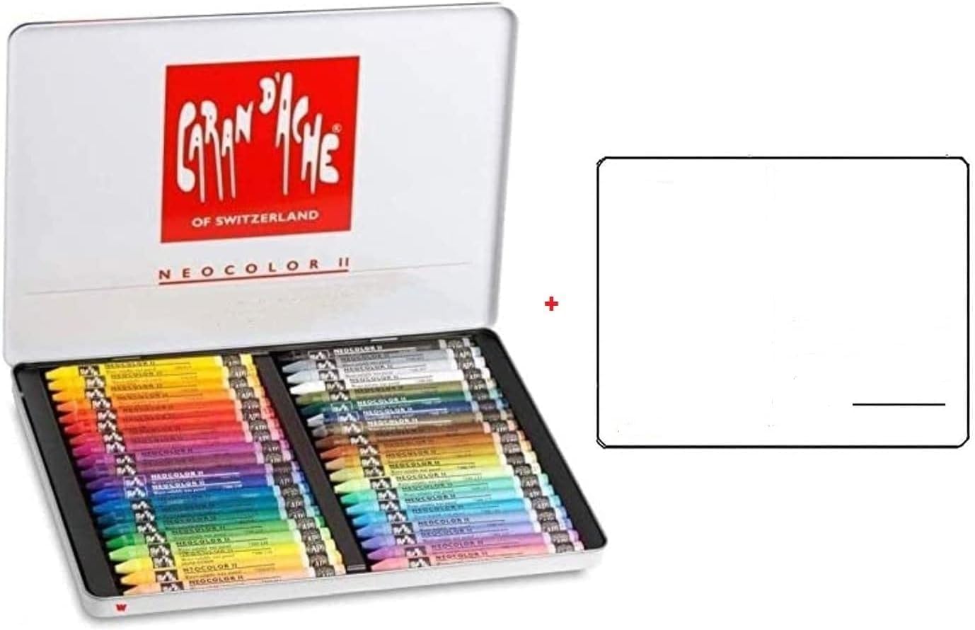 Caran D'Ache Neocolor II, Pasteles de cera acuarelables, Lápices de cera Aquarellables Lote de 40 y 1 postales EMI Craft