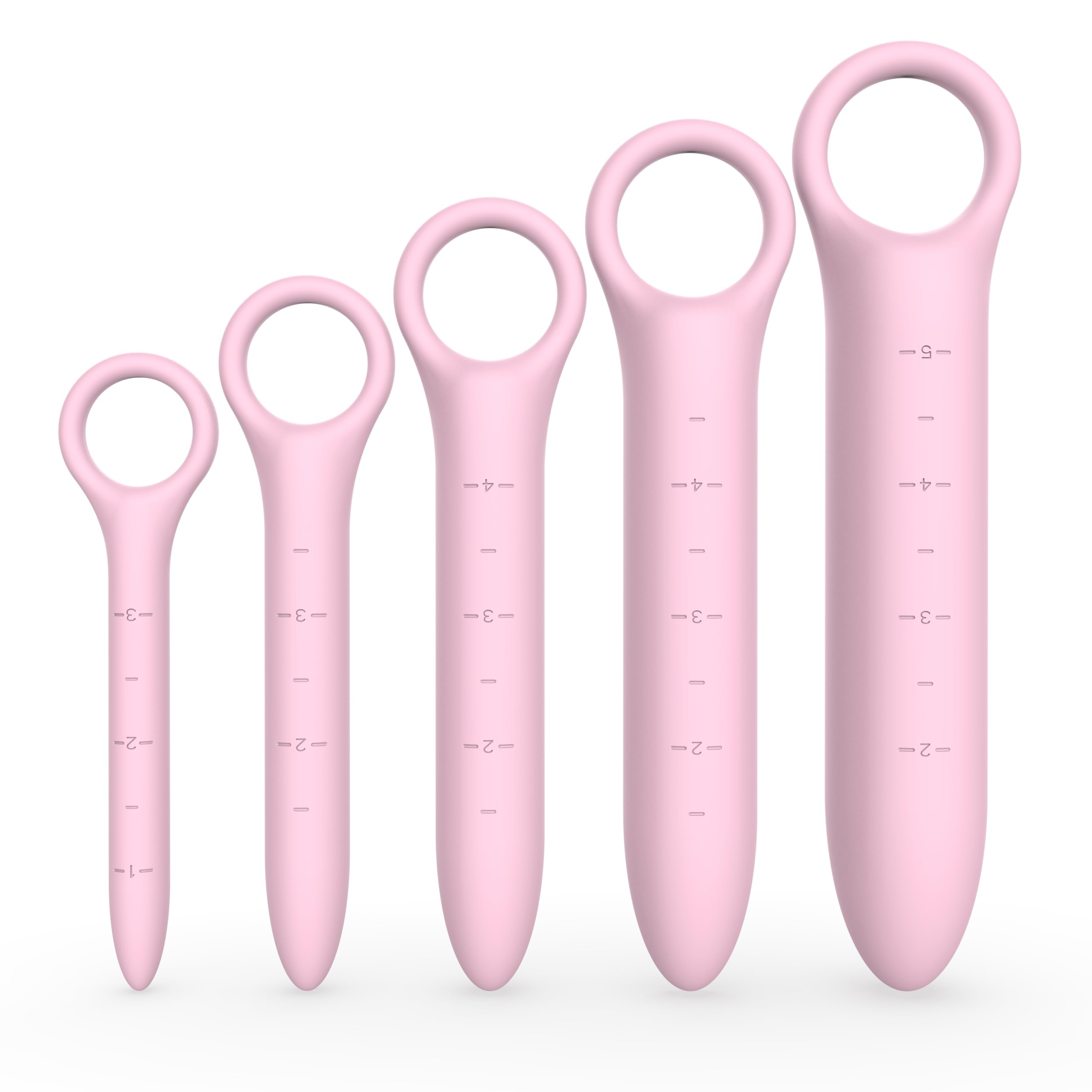 Dilatatori per Pavimento Pelvico Donna - Allenatore Muscolare Progressivo - Esercizi per Controllo Della Vescica e Pavimento Pelvico - Esercizi di Kegel - 5 Pezzi Set - Graduazione e Linguetta (Rosa)
