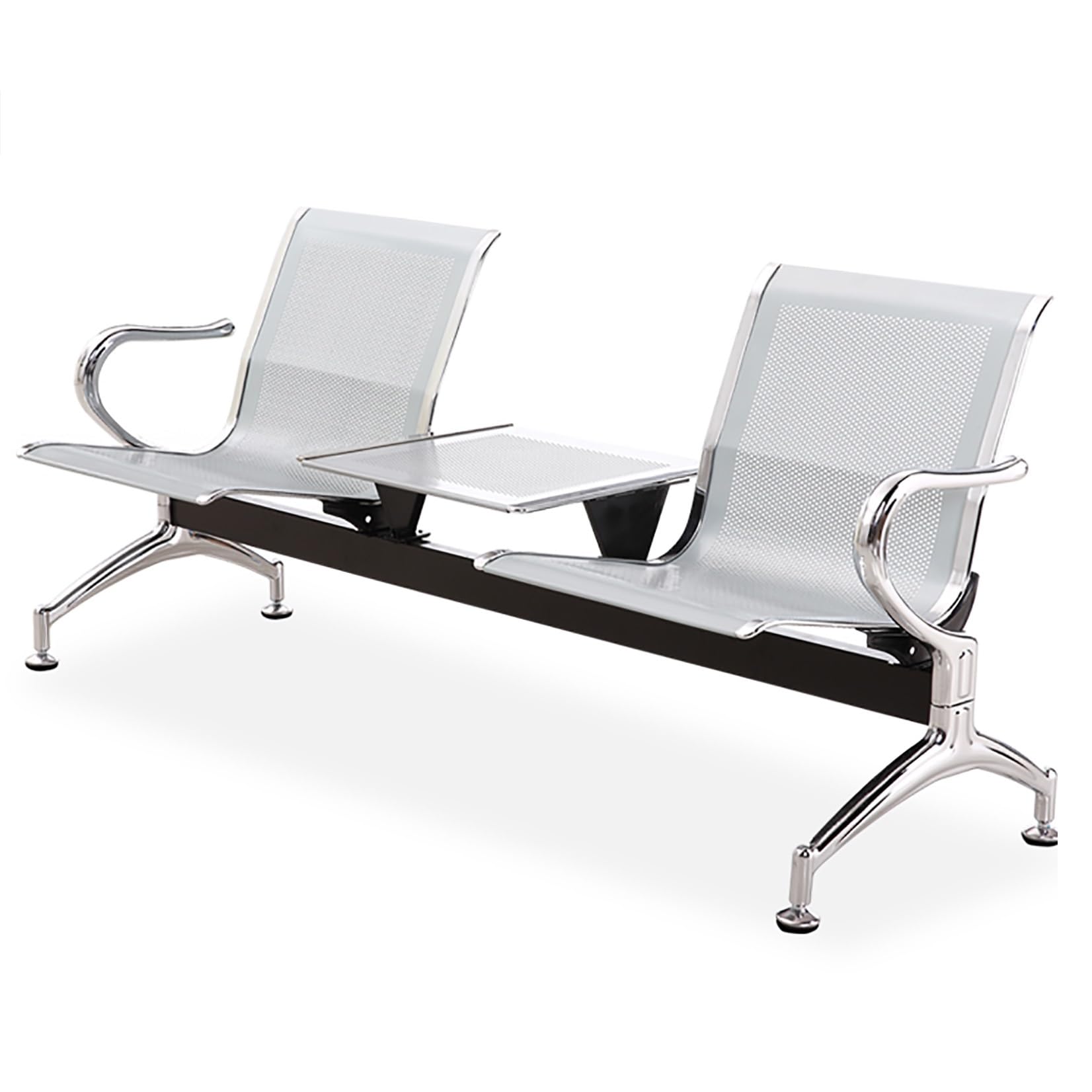 SnamicE 2-Seat Waiting Room Chairs with Table & Arms - Comfortable Airport Reception Bench with Backrest for Lobby Office Bank & - Green Conference Seating,Blue,Silver