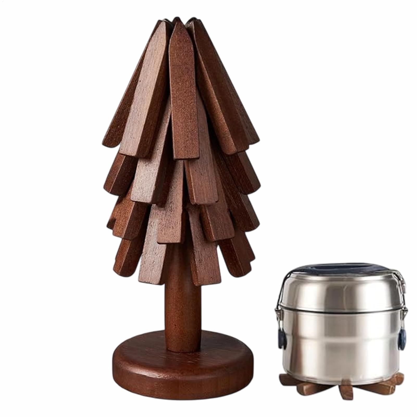 Sottobicchieri Sottobicchiere a Forma di Albero in Legno Pieghevole a 4