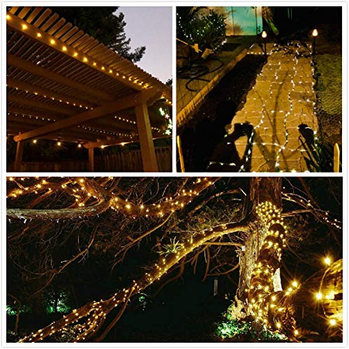 SANJICHA Solar String Lights Outdoor, 2-Pack Each 72FT 200 LED Super Bright Solar Christmas Lights, Waterproof Copper Wire 8 Modes Fairy Lights for Christmas Party Holiday (Warm White)
